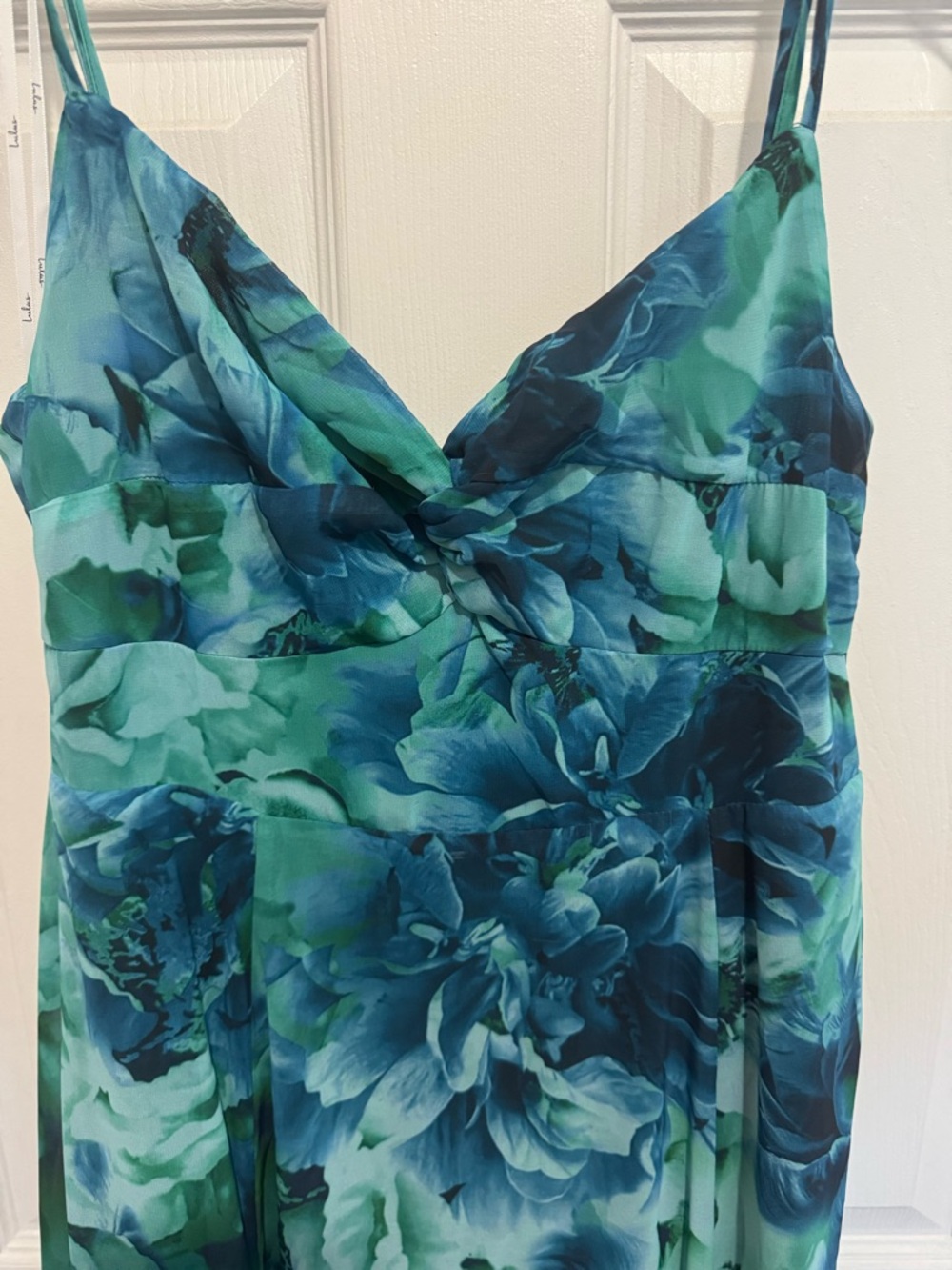 Lulu's Teal & Navy Floral Maxi Dress - Picture 5 of 6